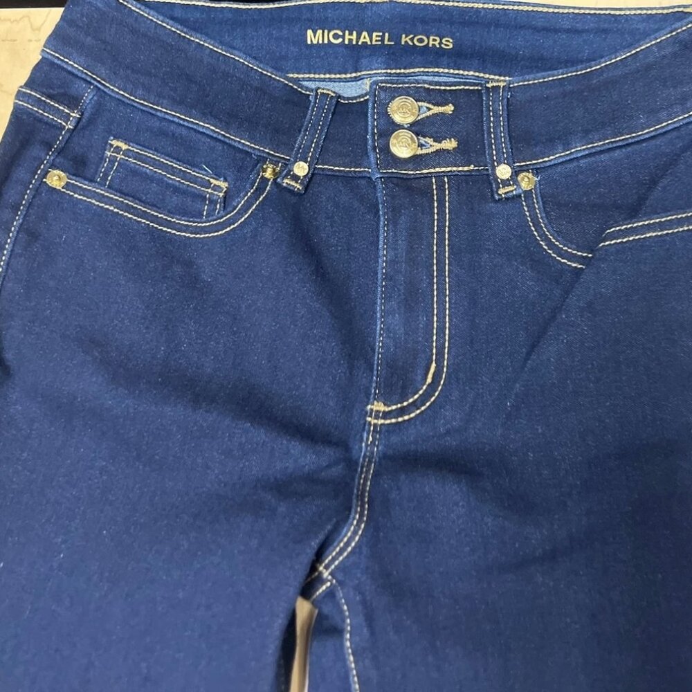 Michael Kors Basics Dark Wash Straight Leg Women's Jeans Size 16 Zip Button